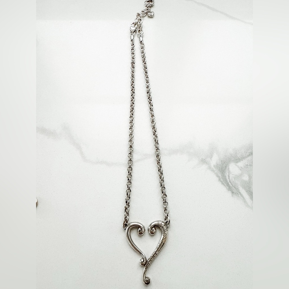 Brighton Silver Scroll Heart Pendant Necklace